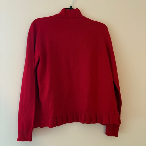 Draper’s Studio Women’s M Red Open Front Cardigan Sweater with Pleated Trim - Picture 2 of 3